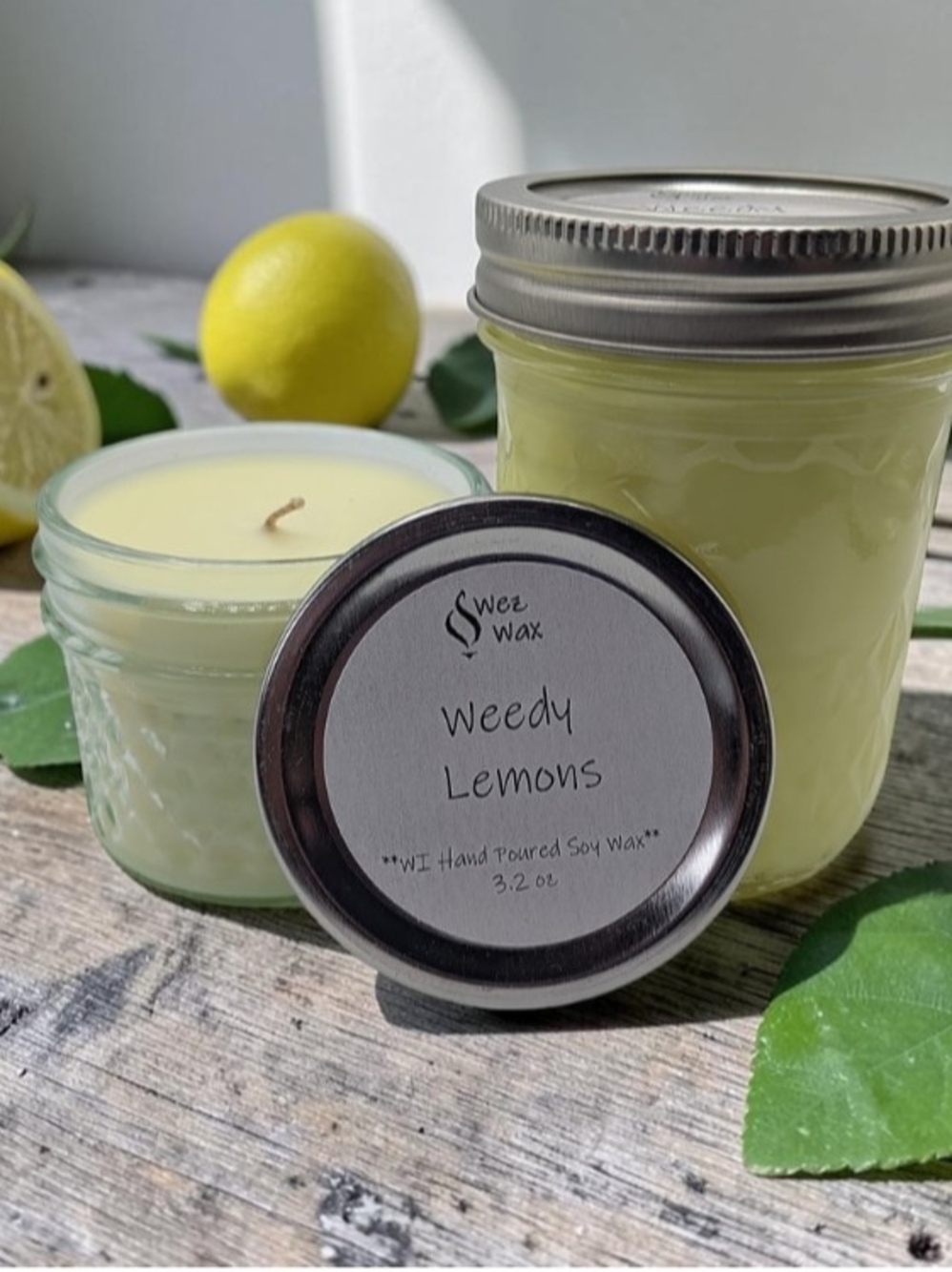 Weedy Lemons Soy Candle by — Lemon Yellow Jar